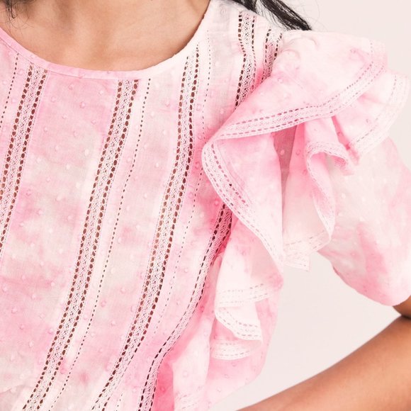 LoveShackFancy Natasha Mini Dress in Island pink hand dye 22 spring summer NWT - Picture 2 of 4